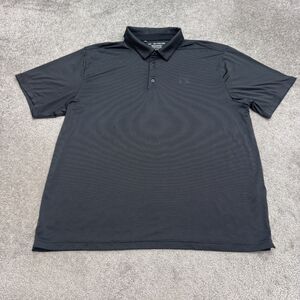 Under Armour The Playoff Loose Fit Polo Shirt Mens 2XL Gray Striped Performance